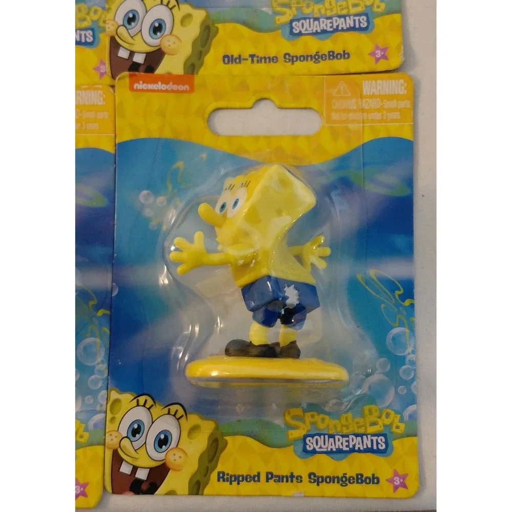 Lot of 4 SpongeBob SquarePants Mini Figures Robot Rocker Ripped Pants Old-Time